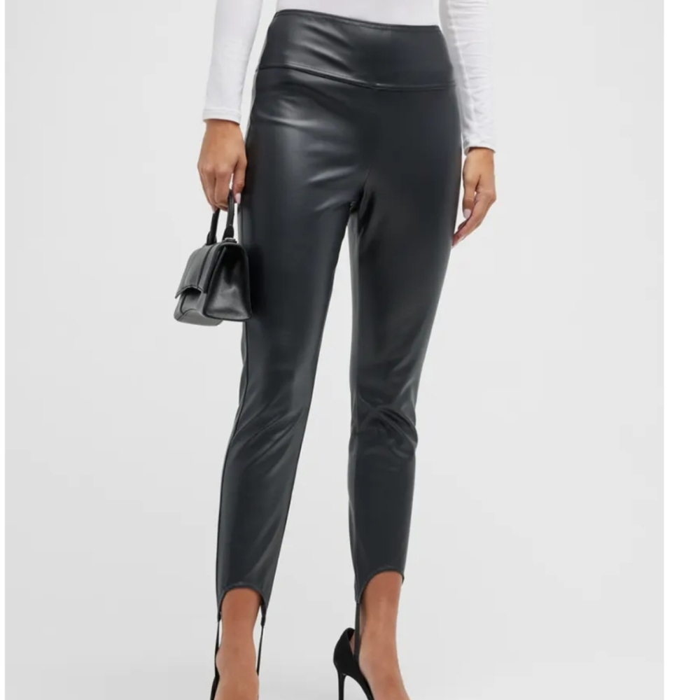 Anthropologie WeWoreWhat Vegan Leather Stirrup Leggings Womens Xs Black Sexy